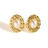 Wholesale Women's Retro Temperament Titanium Steel Pearl Geometric Earrings With Electroplating