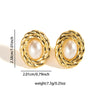 Wholesale Women's Retro Temperament Titanium Steel Pearl Geometric Earrings With Electroplating