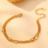 Wholesale Women's Retro Titanium Steel And Stainless Steel Multiple Peach Heart Doublelayer Anklet With Heart Pendant Foot Jewelry
