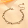 Wholesale Women's Retro Titanium Steel And Stainless Steel Multiple Peach Heart Doublelayer Anklet With Heart Pendant Foot Jewelry