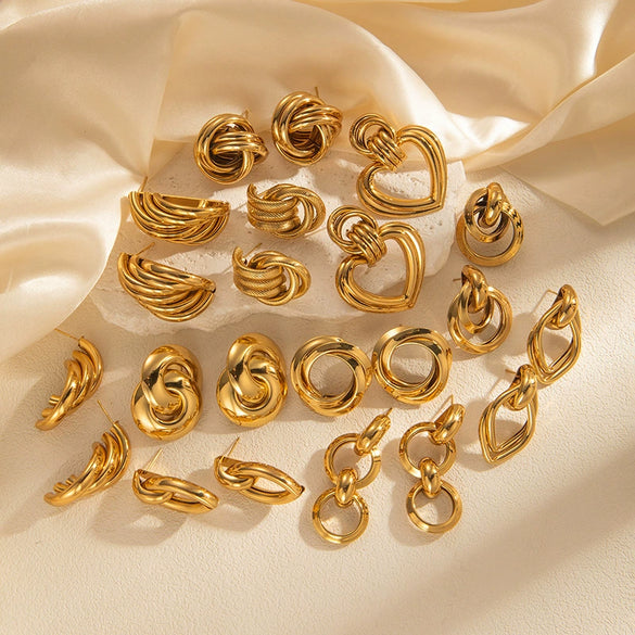 Wholesale Women's Retro Titanium Steel Geometric Circle Earrings With Electroplating