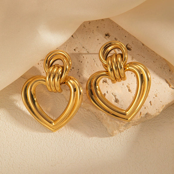 Wholesale Women's Retro Titanium Steel Geometric Circle Earrings With Electroplating