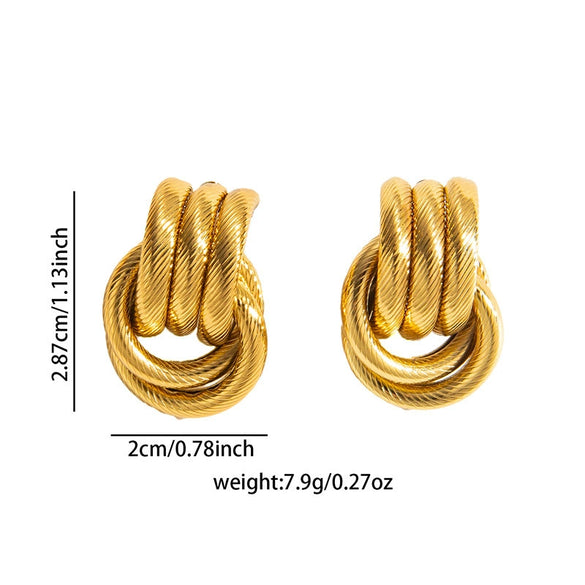 Wholesale Women's Retro Titanium Steel Geometric Circle Earrings With Electroplating
