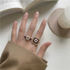 Wholesale Women's Retro Trendy Open Ring Set Zinc Alloy Geometric Oil Dripping Pearl Flower Electroplated