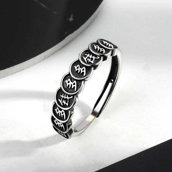 Wholesale Women's Retro Trendy Ring S925 Sterling Silver With Wings Pattern Electroplated