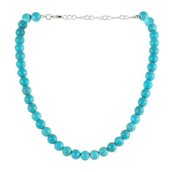 Wholesale Women's Retro Turquoise Beaded Ball Chain Handmade Clavicle Necklace
