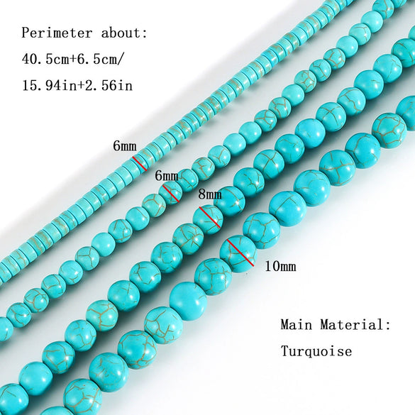 Wholesale Women's Retro Turquoise Beaded Ball Chain Handmade Clavicle Necklace