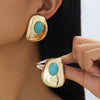 Wholesale Women's Retro Versatile Geometric Alloy Electroplated Oval Resin Emerald Earrings