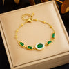 Wholesale Women's Retro Versatile Goldplated Stainless Steel Oval Geometric Chain Bracelet