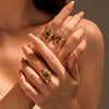 Wholesale Women's Retro Versatile Hollow Stainless Steel Ring Inlaid With Natural Stone And Electroplated