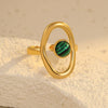 Wholesale Women's Retro Versatile Hollow Stainless Steel Ring Inlaid With Natural Stone And Electroplated