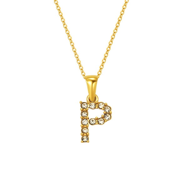 Wholesale Women's Rhinestone And Titanium Steel Diamond Inlaid Cross Chain Alphabet Necklace With Letters Numbers And Text