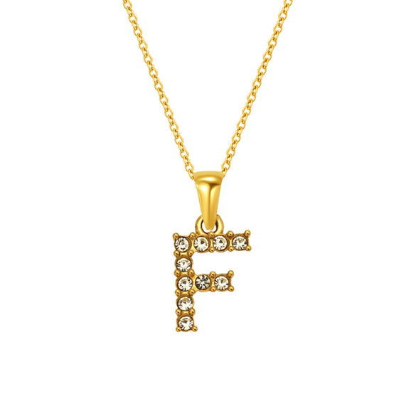 Wholesale Women's Rhinestone And Titanium Steel Diamond Inlaid Cross Chain Alphabet Necklace With Letters Numbers And Text