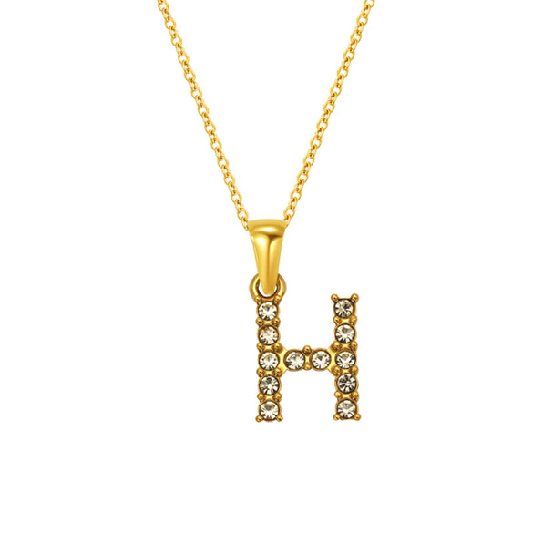 Wholesale Women's Rhinestone And Titanium Steel Diamond Inlaid Cross Chain Alphabet Necklace With Letters Numbers And Text