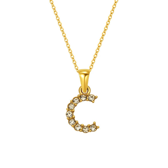 Wholesale Women's Rhinestone And Titanium Steel Diamond Inlaid Cross Chain Alphabet Necklace With Letters Numbers And Text