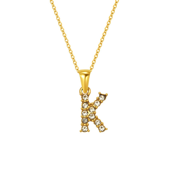Wholesale Women's Rhinestone And Titanium Steel Diamond Inlaid Cross Chain Alphabet Necklace With Letters Numbers And Text