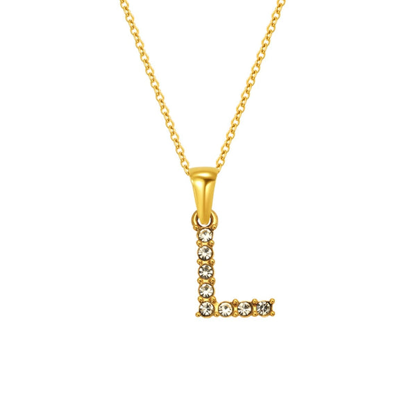 Wholesale Women's Rhinestone And Titanium Steel Diamond Inlaid Cross Chain Alphabet Necklace With Letters Numbers And Text