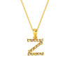 Wholesale Women's Rhinestone And Titanium Steel Diamond Inlaid Cross Chain Alphabet Necklace With Letters Numbers And Text