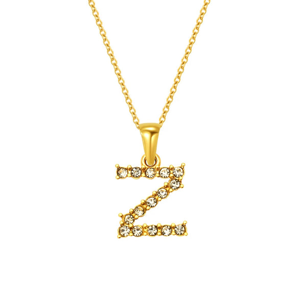 Wholesale Women's Rhinestone And Titanium Steel Diamond Inlaid Cross Chain Alphabet Necklace With Letters Numbers And Text
