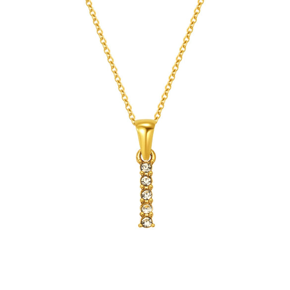 Wholesale Women's Rhinestone And Titanium Steel Diamond Inlaid Cross Chain Alphabet Necklace With Letters Numbers And Text