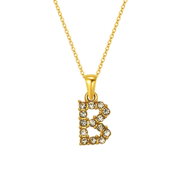 Wholesale Women's Rhinestone And Titanium Steel Diamond Inlaid Cross Chain Alphabet Necklace With Letters Numbers And Text
