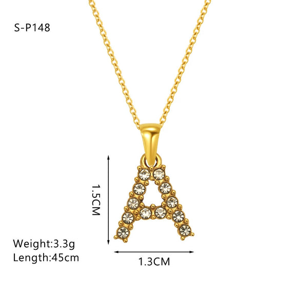 Wholesale Women's Rhinestone And Titanium Steel Diamond Inlaid Cross Chain Alphabet Necklace With Letters Numbers And Text