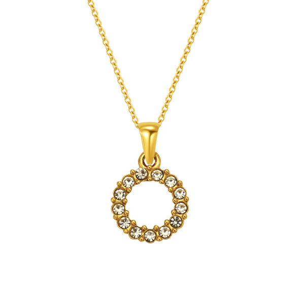 Wholesale Women's Rhinestone And Titanium Steel Diamond Inlaid Cross Chain Alphabet Necklace With Letters Numbers And Text