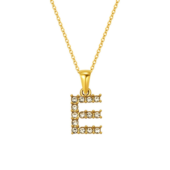 Wholesale Women's Rhinestone And Titanium Steel Diamond Inlaid Cross Chain Alphabet Necklace With Letters Numbers And Text
