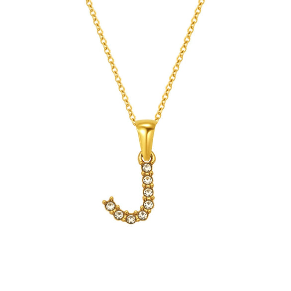 Wholesale Women's Rhinestone And Titanium Steel Diamond Inlaid Cross Chain Alphabet Necklace With Letters Numbers And Text