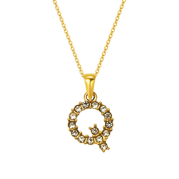 Wholesale Women's Rhinestone And Titanium Steel Diamond Inlaid Cross Chain Alphabet Necklace With Letters Numbers And Text