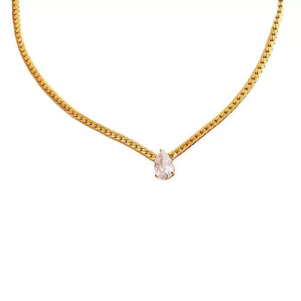 Wholesale Women's Rhinestone Electroplated Drop Shape Necklace In Old Money And Minimalist Style