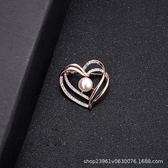 Wholesale Women's Rhinestone Pearl Brooch Retro Artistic Jewelry Accessory