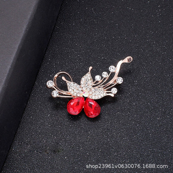 Wholesale Women's Rhinestone Pearl Brooch Retro Artistic Jewelry Accessory