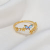 Wholesale Women's Ring Butterfly Pattern Ecofriendly Brass Inlaid Zircon Real Gold Plated
