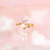 Wholesale Women's Ring Butterfly Pattern Ecofriendly Brass Inlaid Zircon Real Gold Plated