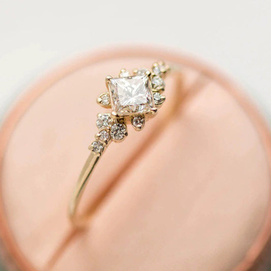 Wholesale Women's Ring Copper Inlaid Zircon Geometric Gold Plated