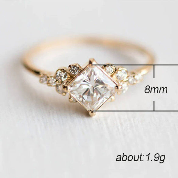 Wholesale Women's Ring Copper Inlaid Zircon Geometric Gold Plated