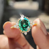Wholesale Women's Ring Copper Inlaid Zircon Geometric Rhombus Retro Light Luxury Style