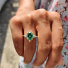 Wholesale Women's Ring Copper Inlaid Zircon Geometric Rhombus Retro Light Luxury Style