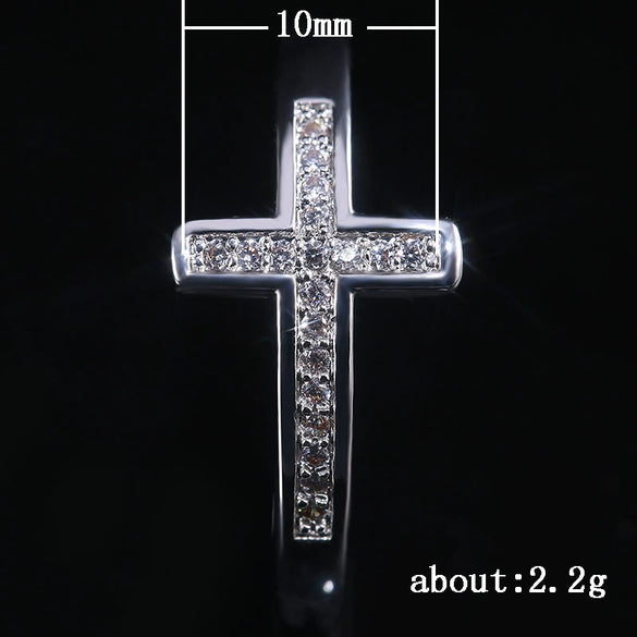 Wholesale Women's Ring Copper Silverplated Microinlaid Geometric Jewelry