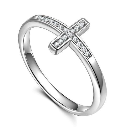 Wholesale Women's Ring Copper Silverplated Microinlaid Geometric Jewelry