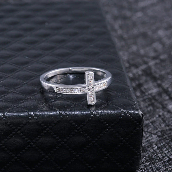 Wholesale Women's Ring Copper Silverplated Microinlaid Geometric Jewelry