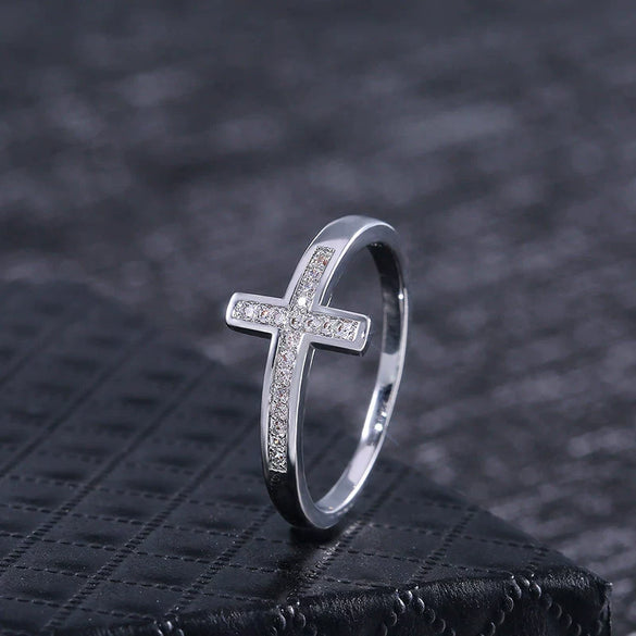 Wholesale Women's Ring Copper Silverplated Microinlaid Geometric Jewelry