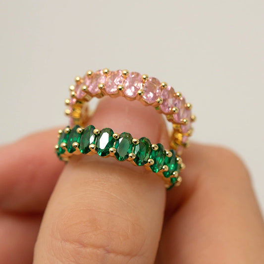 Wholesale Women's Ring Copper Zirconium Oval Geometric Electroplated