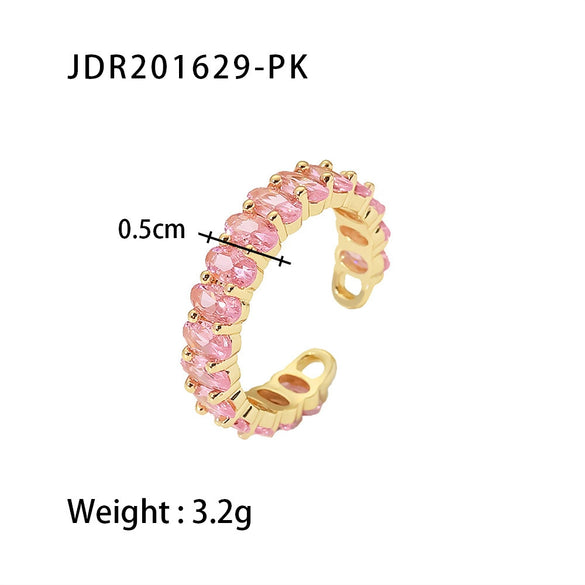 Wholesale Women's Ring Copper Zirconium Oval Geometric Electroplated