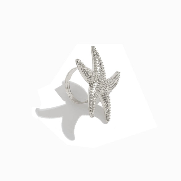 Wholesale Women's Ring Imitation Pearl Hollow Flower Geometric Electroplating