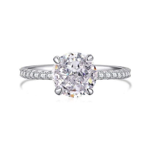 Wholesale Women's Ring S925 Sterling Silver Geometric Design Electroplated With Ice Flower High Carbon Diamond Zircon