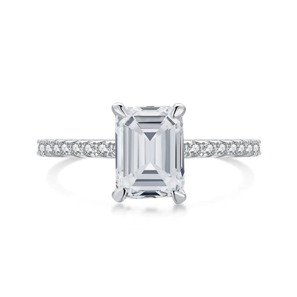 Wholesale Women's Ring S925 Sterling Silver Geometric Design Electroplated With Ice Flower High Carbon Diamond Zircon