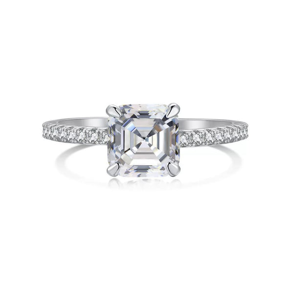 Wholesale Women's Ring S925 Sterling Silver Geometric Design Electroplated With Ice Flower High Carbon Diamond Zircon