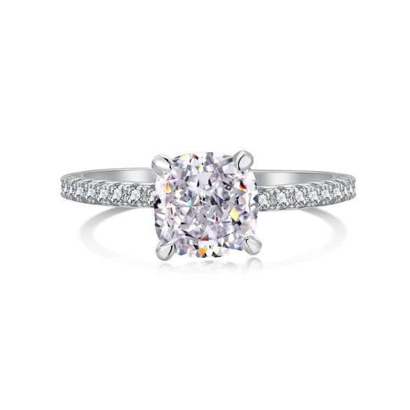 Wholesale Women's Ring S925 Sterling Silver Geometric Design Electroplated With Ice Flower High Carbon Diamond Zircon